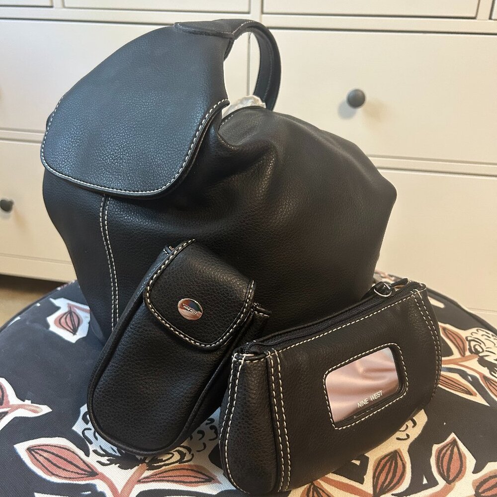 Vintage Convertible Black Purse and Backpack with Phone and Cosmetic Case